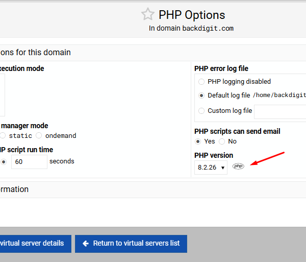 Configurazione di Più Versioni PHP in Virtualmin