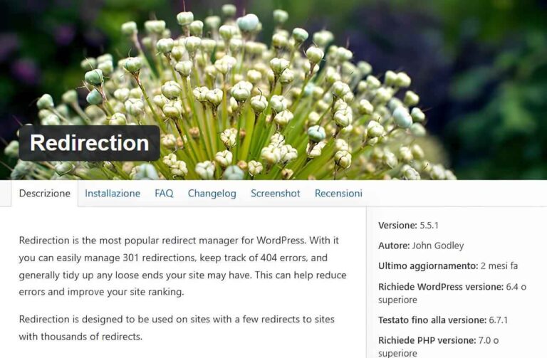 Reindirizzamenti Plugin Redirection