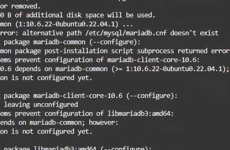 path /etc/mysql/mariadb.cnf doesn't exist