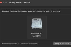 Modificare le impostazioni di sicurezza del disco di avvio del Mac