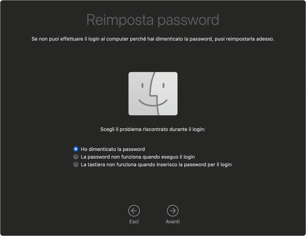Password del Mac dimenticata