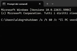 comando shutdown da terminale Windows