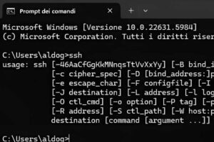 Come usare il comando SSH dal terminale Windows