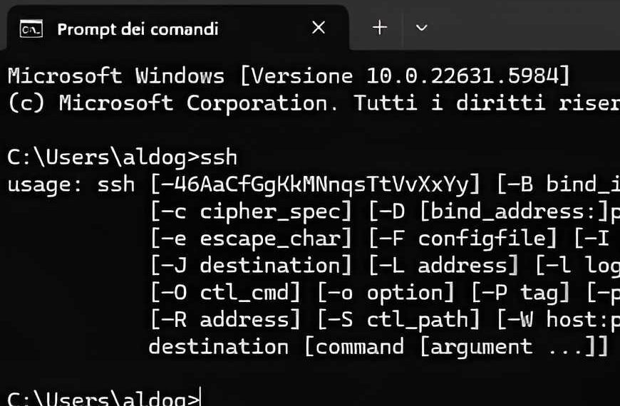 Come usare il comando SSH dal terminale Windows