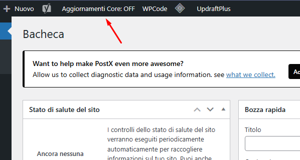 Bloccare avvisi aggiornamento WordPress