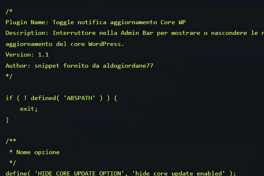 Bloccare avvisi aggiornamento WordPress